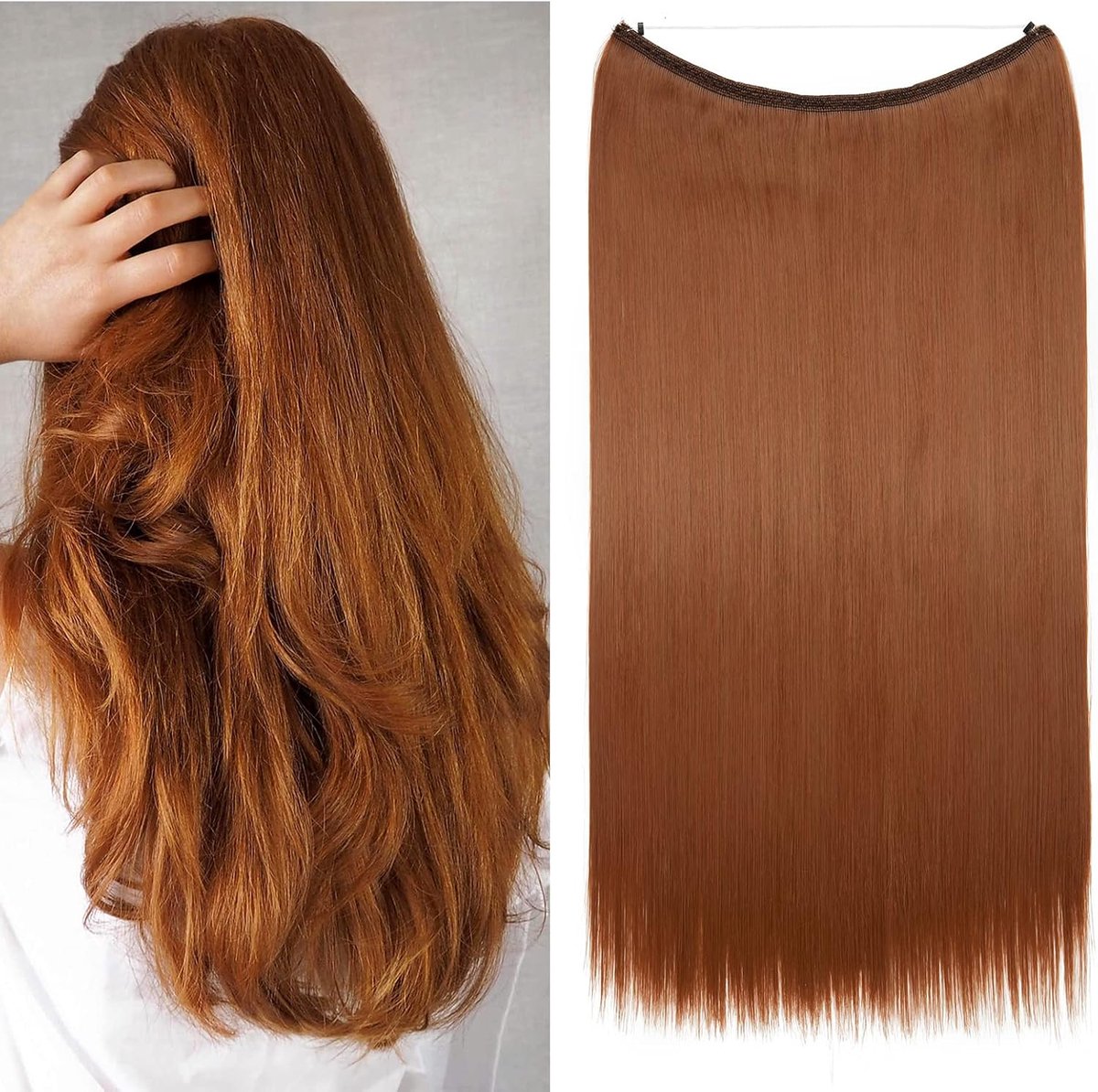 Haarextensions 20" (50cm) - Lichtbruin mix roodbruin - Dikker en recht - Voor volumineus haar - ShopVlot