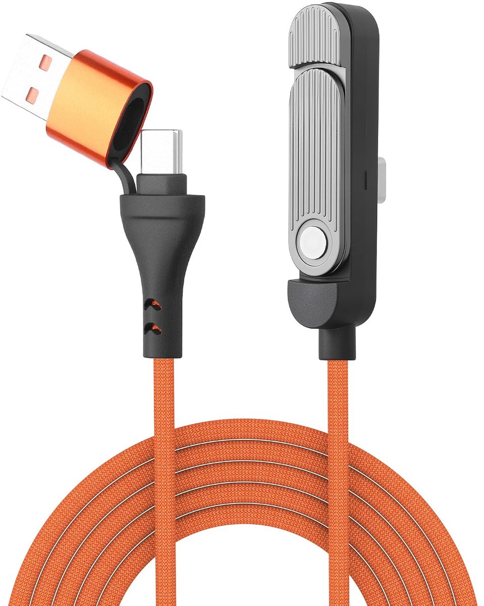 Oplaadkabel 2-in-1 1,5 m - USB-C naar USB-A/C - Snellaadkabel met inklapbare telefoonhouder - ShopVlot
