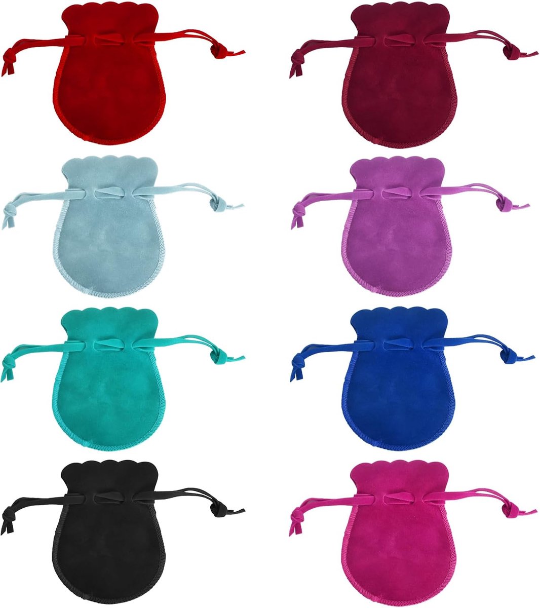 Fluwelen zakjes 9 x 7 cm - Trekkoord - Set van 8 - Perfect voor cadeauverpakkingen - ShopVlot