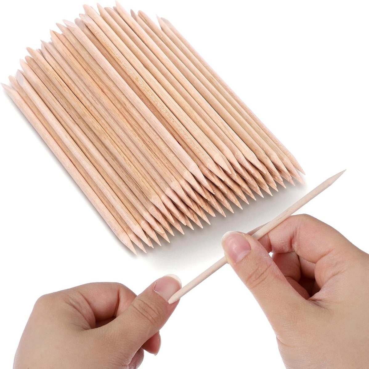 Oranje nagelriemduwer sticks 10 cm - Houten nagelverzorgingstools - Dubbelzijdig ontwerp - Voor manicure en pedicure - ShopVlot