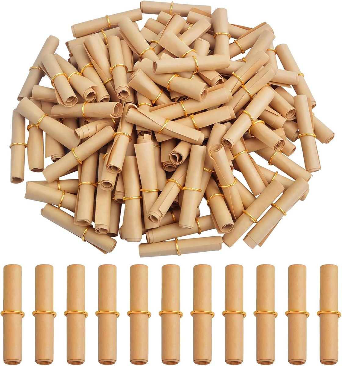 Mini berichtenrollen 300 stuks - vintage stijl - kraft papier - ideaal voor verjaardagen - ShopVlot