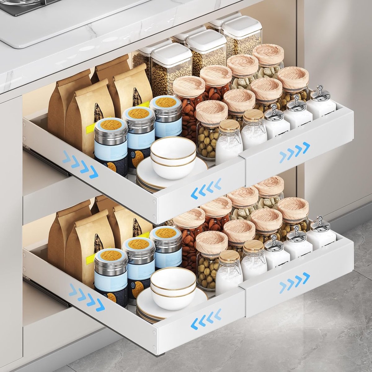 Uittrekbare keukentrekker 32-53 cm - verstelbare breedte - perfect voor opbergoplossingen - optimaliseer je keuken - ShopVlot