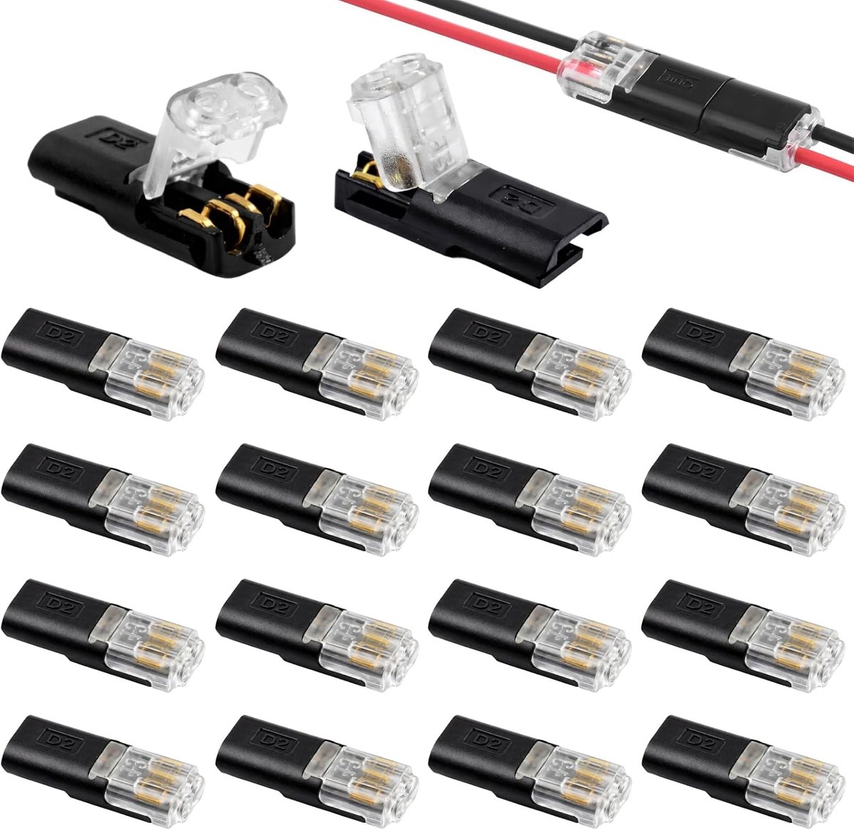Waterdichte elektrische stekkers 40 stuks - 2-polig - push-fit zonder strippen - snel en eenvoudig installeren - ShopVlot