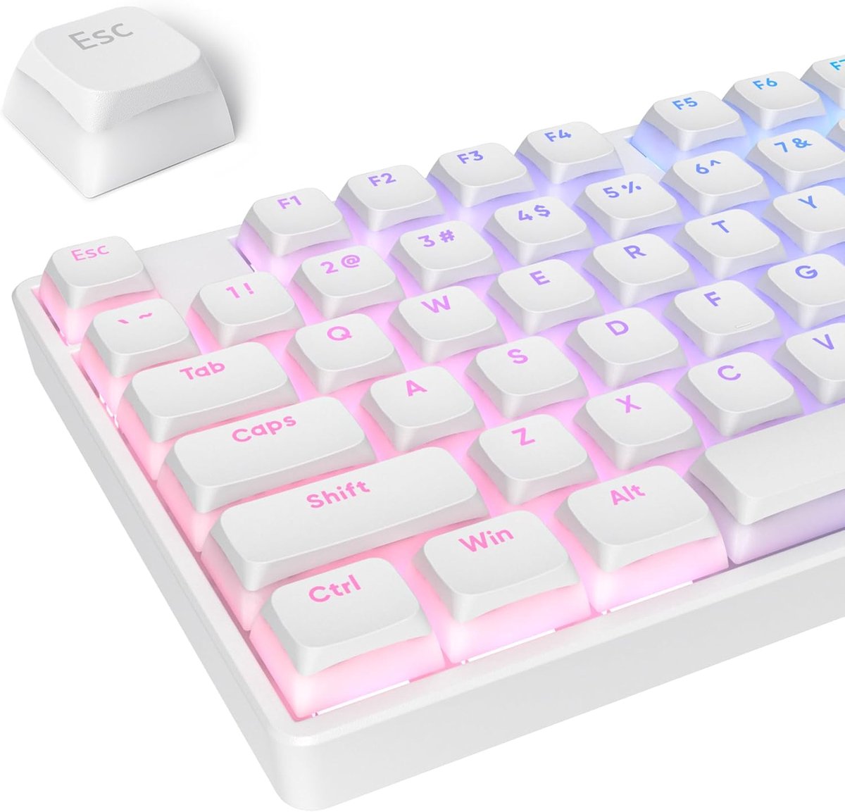 SOLIDEE White Pudding Keycaps,Double-Sided Cast PBT Keycaps with Translucent Layer,117 Keys XDA Profile Keyboard Set - ShopVlot