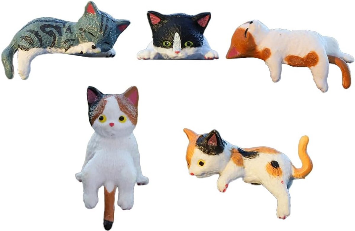 5pcs Cute Mini Cat Figures, Car Rearview Mirror Cat Decoration, Cute Car Accessories Interior, Miniature Animals, Mini - ShopVlot