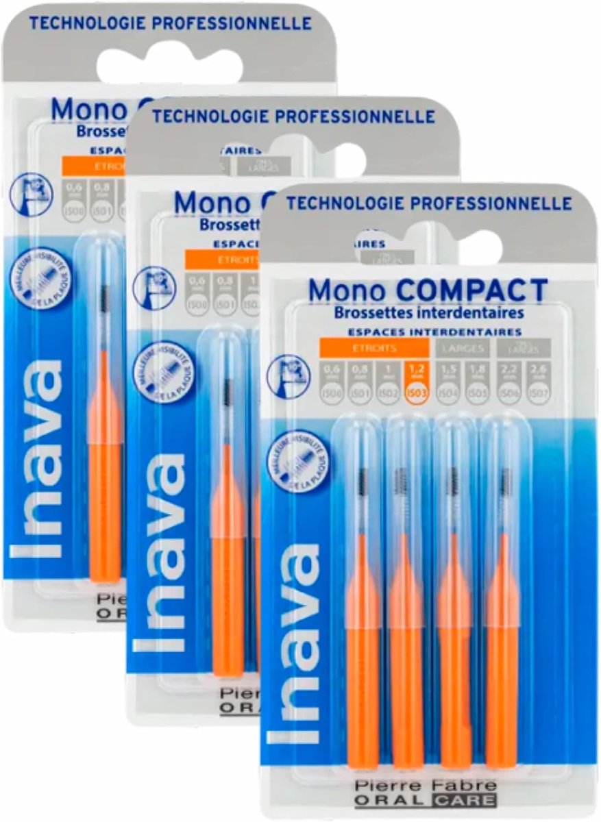 Inava Attachment brushes Mono, compact, orange, 1.2 mm, ISO4 – Bte/4 – 3 pieces - ShopVlot