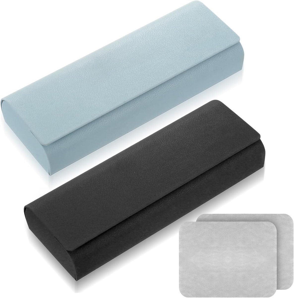 2 pieces magnetic glasses holder, blue and black - Handmade glasses case with microfiber cloth, glasses case for - ShopVlot