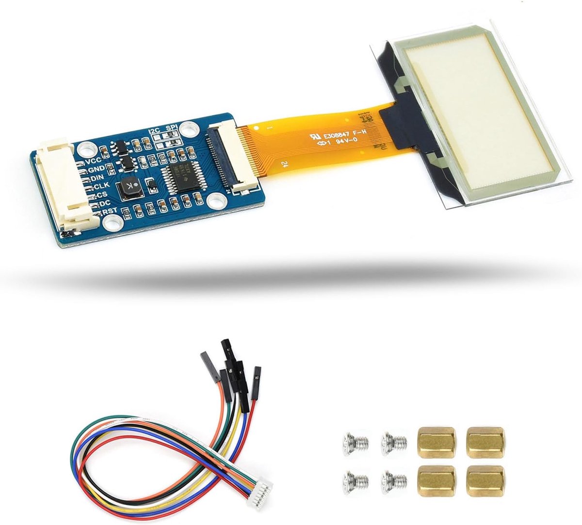 LUCKFOX 1.51inch Transparent OLED Screen with Expansion Board 128x64 Resolution, SPI/I2C Interface Blue Color Display - ShopVlot