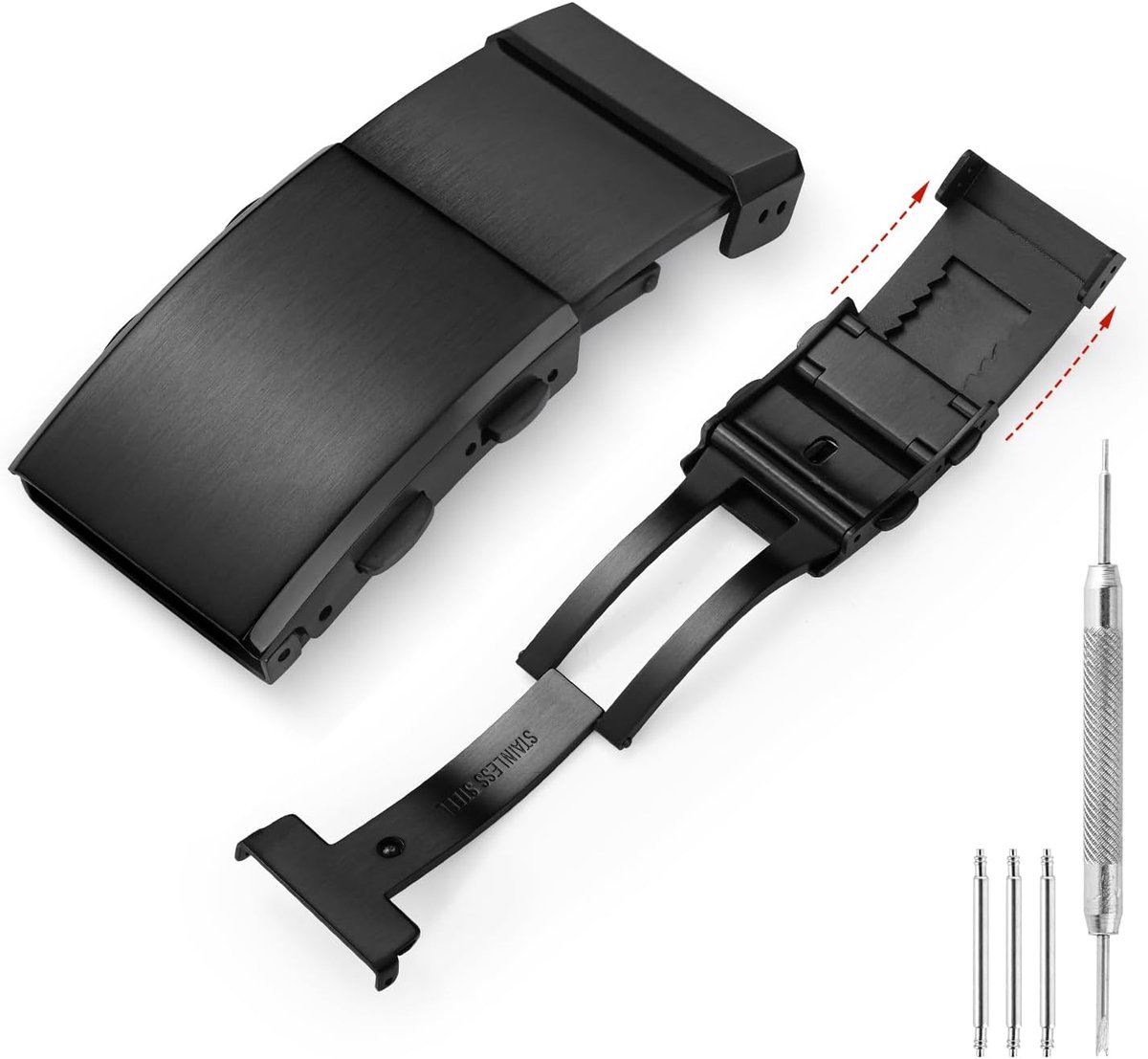 TACTICAL FROG watch clasp, stainless steel watch strap, milled lock, folding clasp, replacement for watch strap, 16mm - ShopVlot