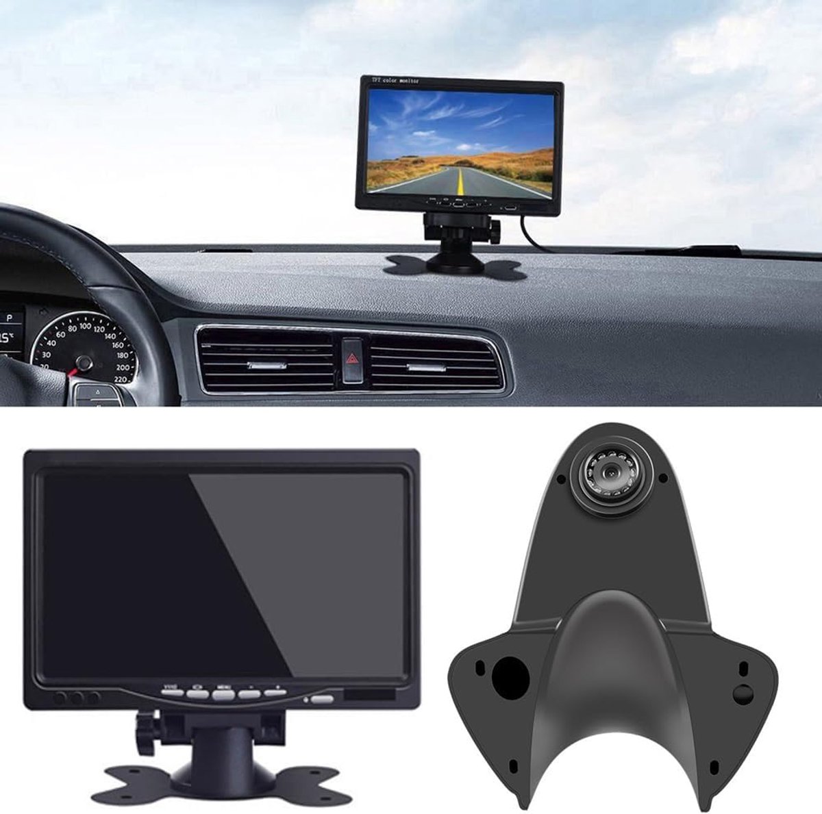 Auto achteruitrijcamera + 7 inch monitor, vervanging voor Mercedes Benz Sprinter B906 209 210 211 213 214 215 216 218 - ShopVlot