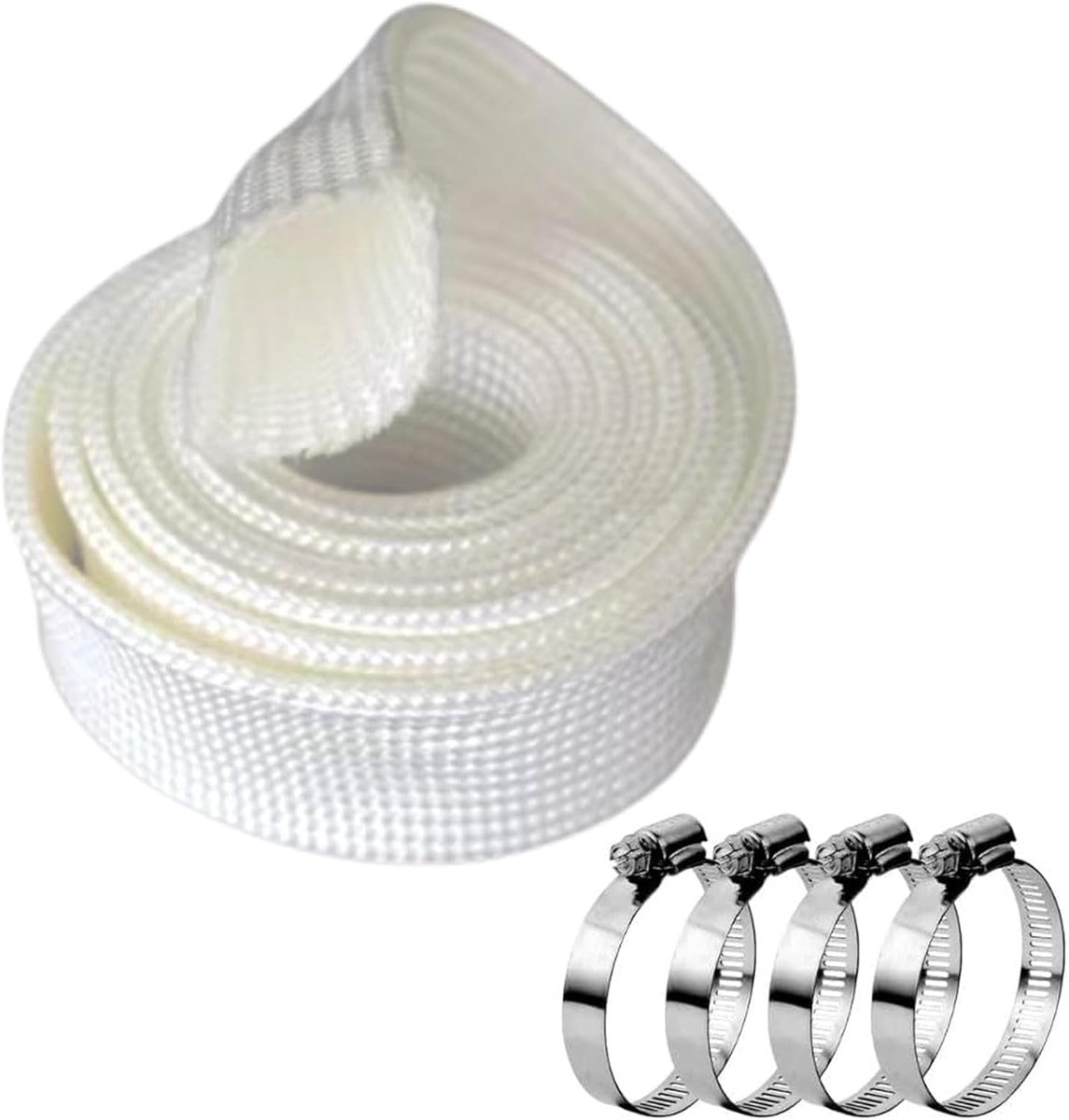 1 set 3 m exhaust hose 25 mm, heat protection hose, fibreglass construction, with 4 clamps, heat-resistant up to 500 - ShopVlot