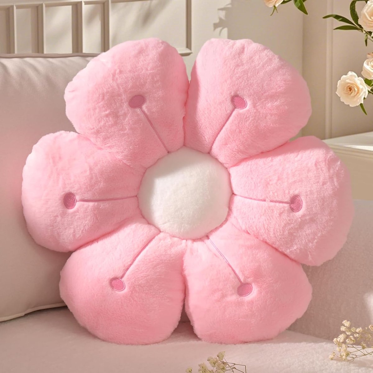 Flower Cushion, Pink Flower Cushion, Sofa Cushion, Plush Flowers, Decorative Daisy Floor Cushion, Children's Bed - ShopVlot