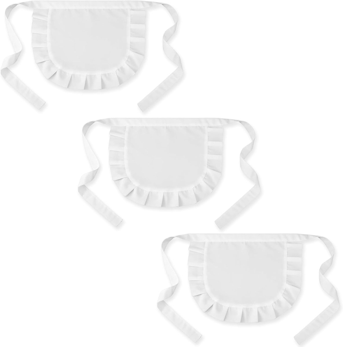 3 stuks tailleschorten voor dames, klein wit ruche-schort, meisjes, ruche-schort, verstelbaar cosplay-schort, halve - ShopVlot