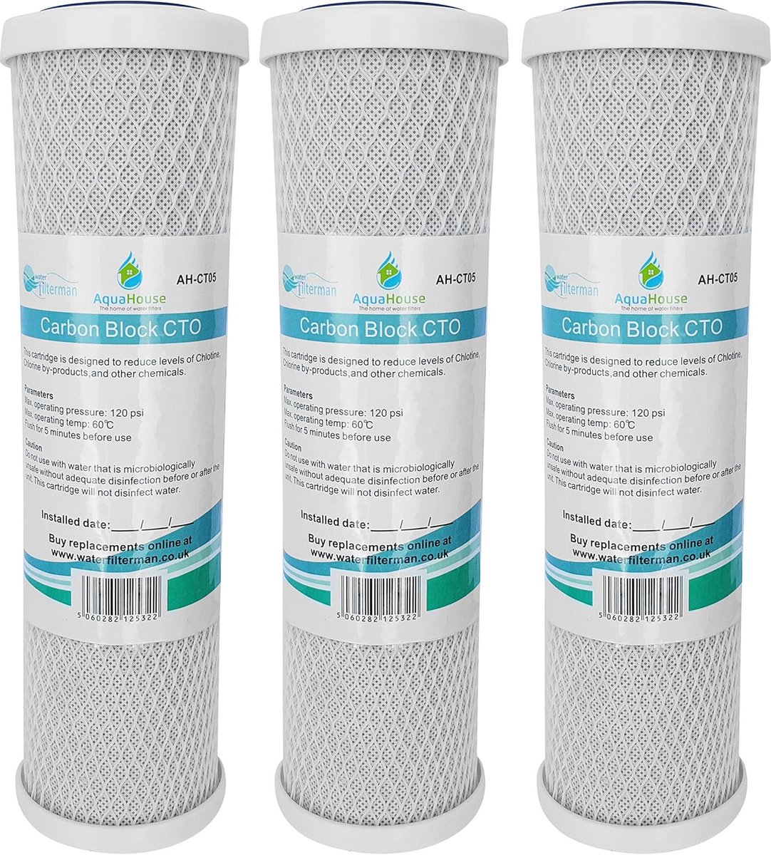 Waterfilter cartridge 10" - Carbon block - Geschikt voor drinkwater - 3 stuks - ShopVlot