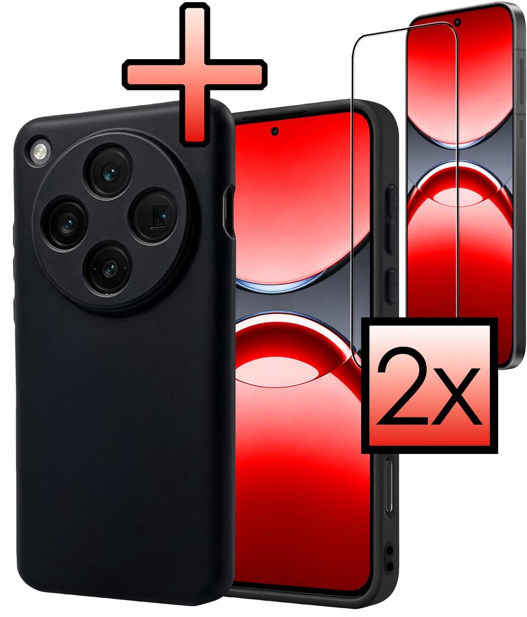 Hoesje - Met 2x Screenprotector - Geschikt voor OPPO Find X8 Pro - Sterk & Shockproof - Back Cover - Siliconen Case - Telefoon Hoes - Zwart