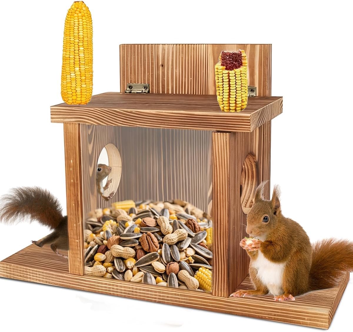 Eekhoorntje voederhuis - hout - met schuilplek - ideaal voor eekhoorns - ShopVlot