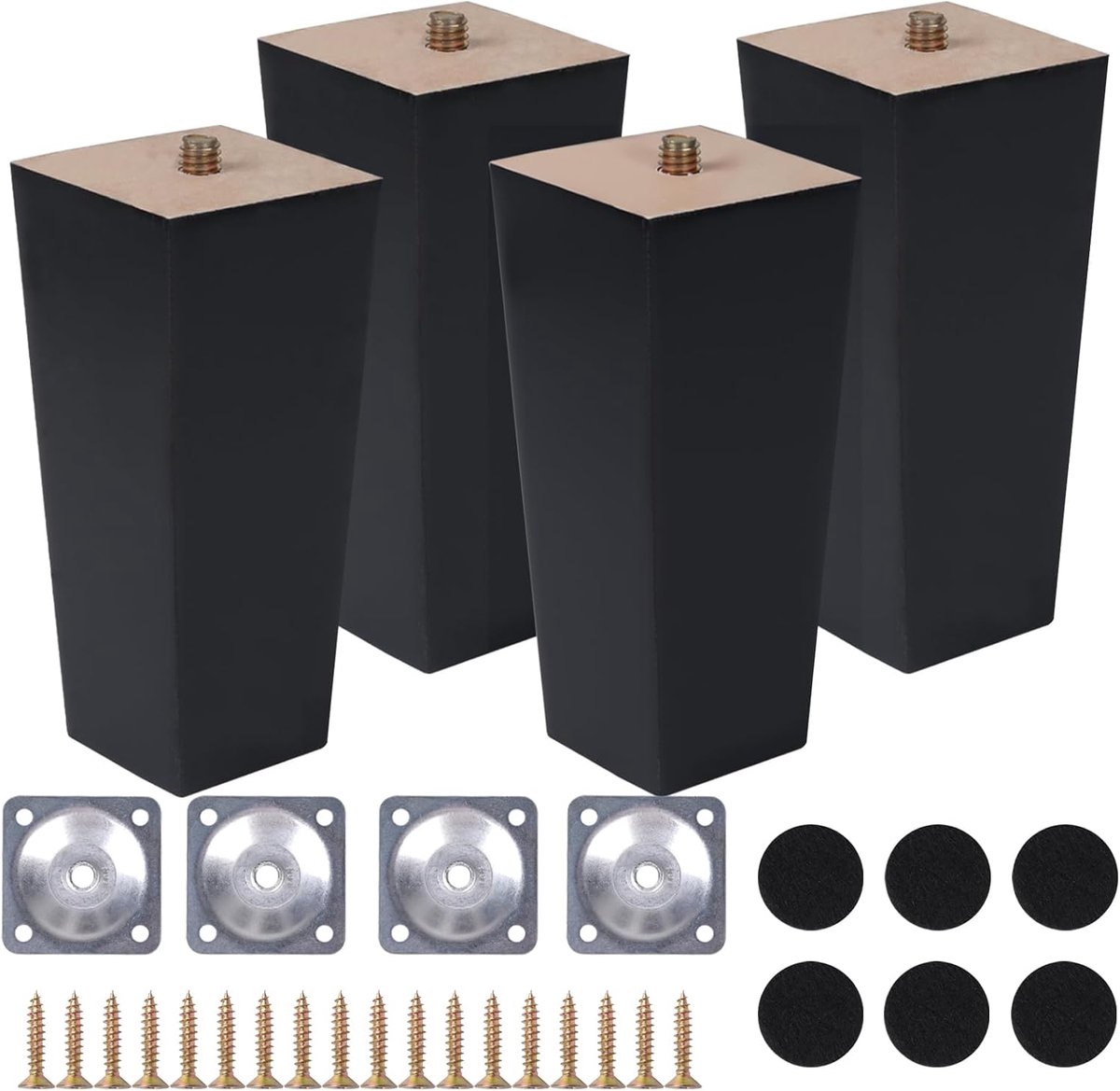 4pcs 15cm Vertical Legs for Column Table, Square, Black - ShopVlot