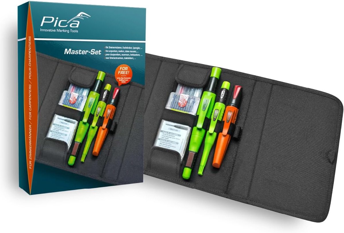 Pica Master-Set 55030 I Zimmermann – Profi Marker-Set 5-piece I including BIG Dry, Dry dry-drill marker & VISOR I - ShopVlot