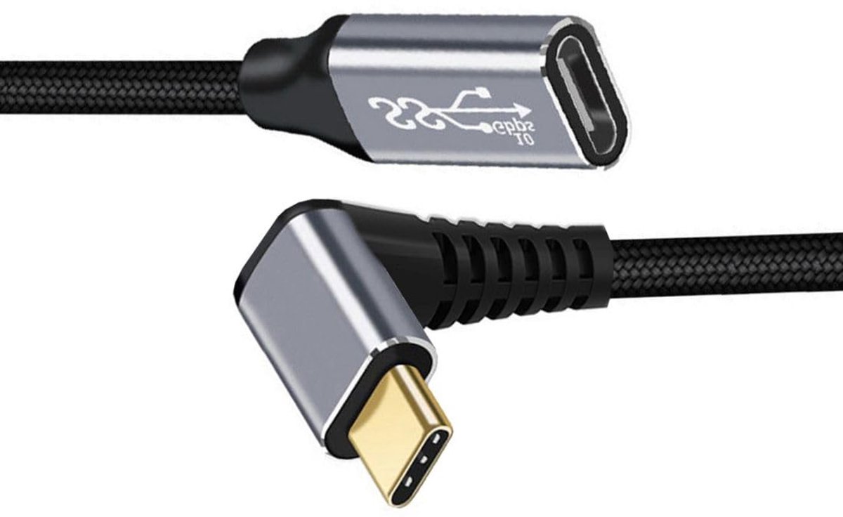 USB C verlengkabel 0.2M - 90 graden hoek - 10Gbps dataoverdracht - ideaal voor beperkte ruimtes - ShopVlot