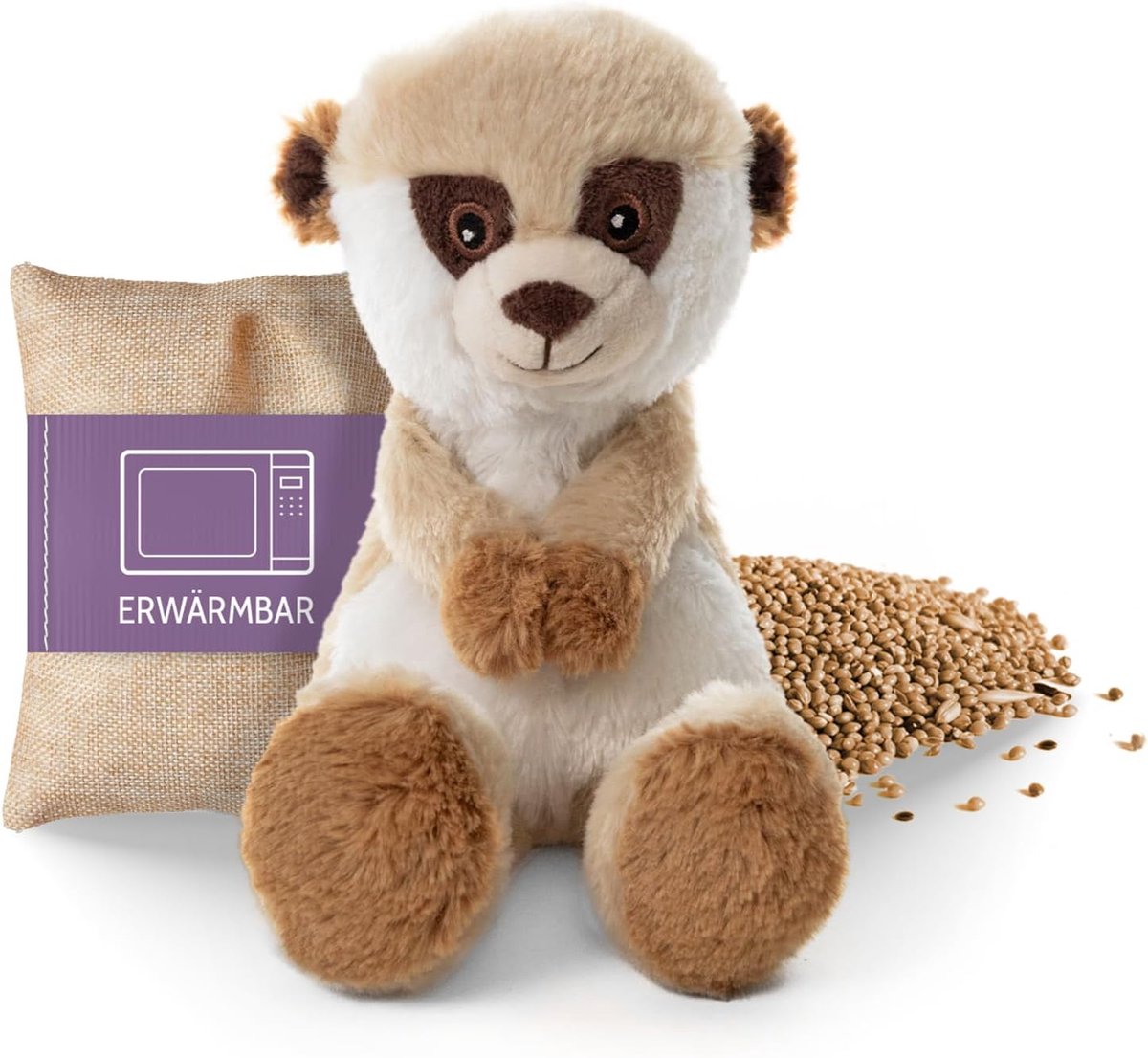 MIDI Warmte Kussen - Meerkat met Verwijderbare Millet Vulling - Ontspanningskussen voor Kinderen - ShopVlot