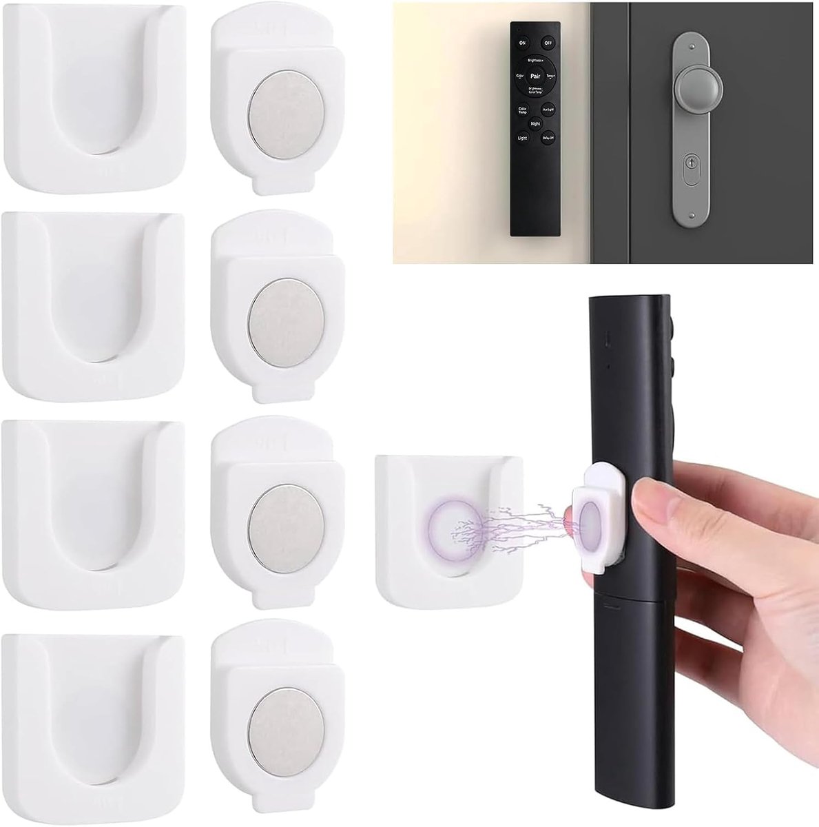 Magnetische afstandsbediening houder 4 stuks - sterke magneet - wandmontage - perfect voor thuis en kantoor - ShopVlot
