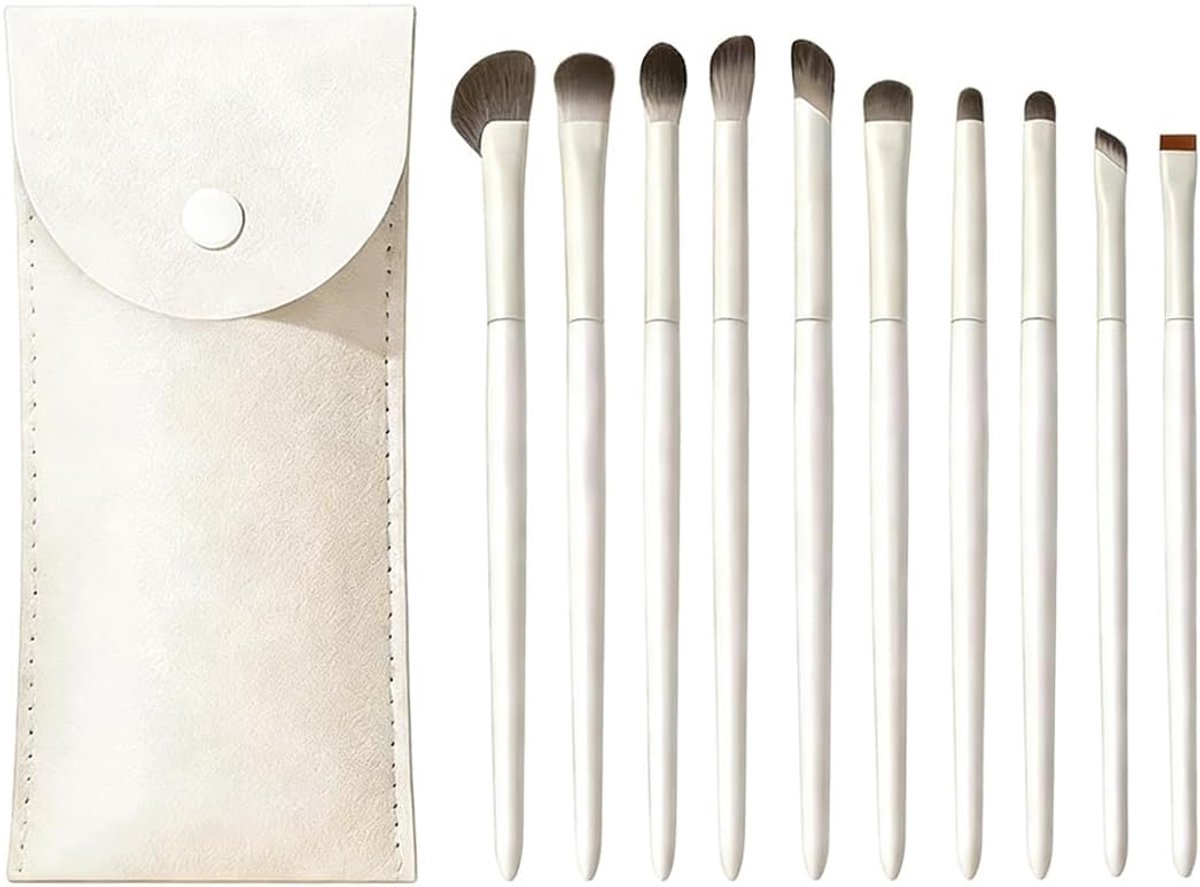 make-upkwasten 10 stuks - zachte borstelharen - inclusief PU-tas - perfect voor oogmake-up - ShopVlot