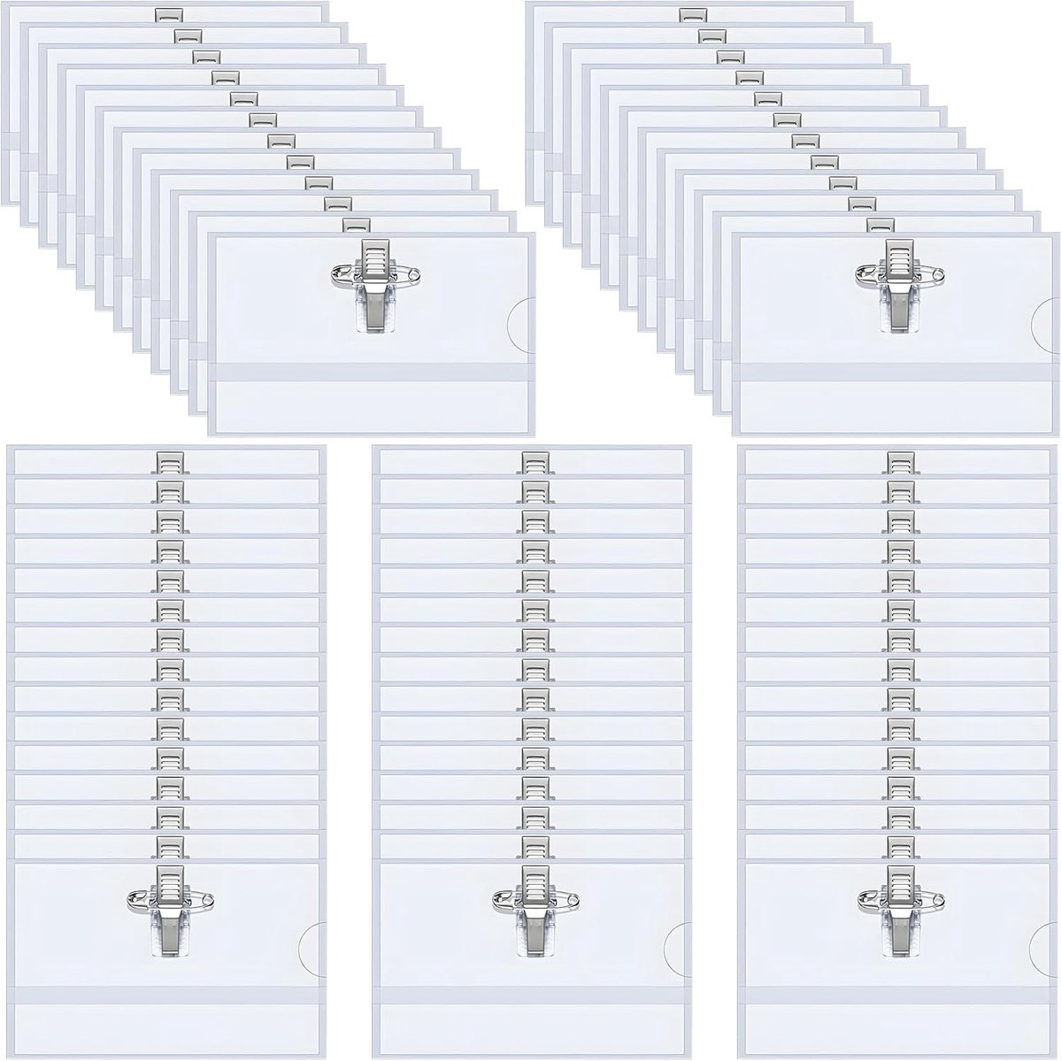 Naamlabels 100 stuks - 90 x 56 mm - Transparante ID-kaarthouders - Herbruikbaar voor scholen en kantoor - ShopVlot