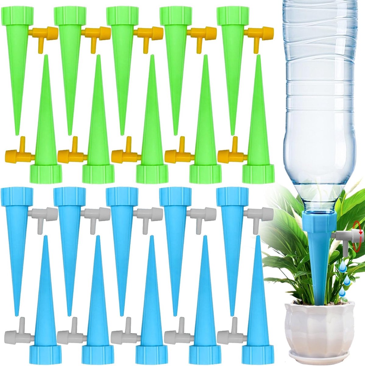 Irrigatiespikes verstelbaar - kunststof - langzame waterafgifte - ideaal voor kamerplanten - ShopVlot