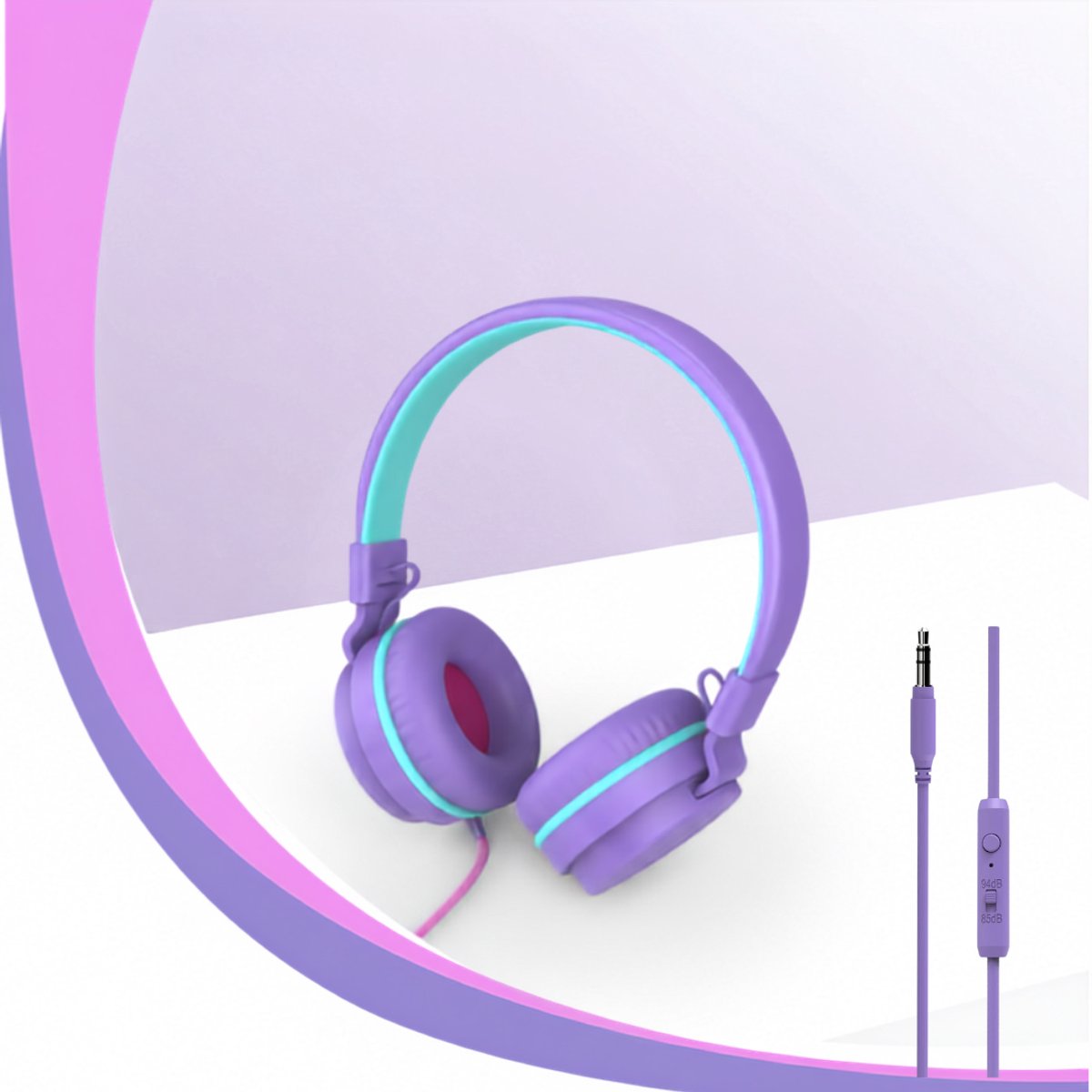 Zavio® Koptelefoon Kinderen met Draad - Gaming Headset - Paars