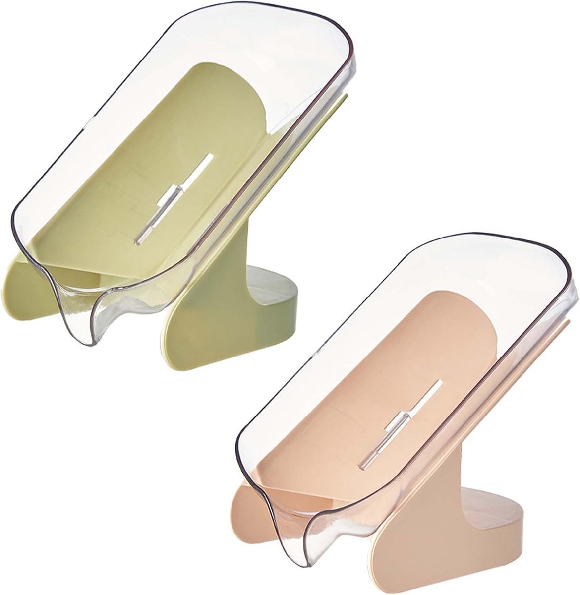 Zeepdish met afvoer - plastic zeepdish voor douche - tray met zuignap - eenvoudig te reinigen (2 stuks) - ShopVlot