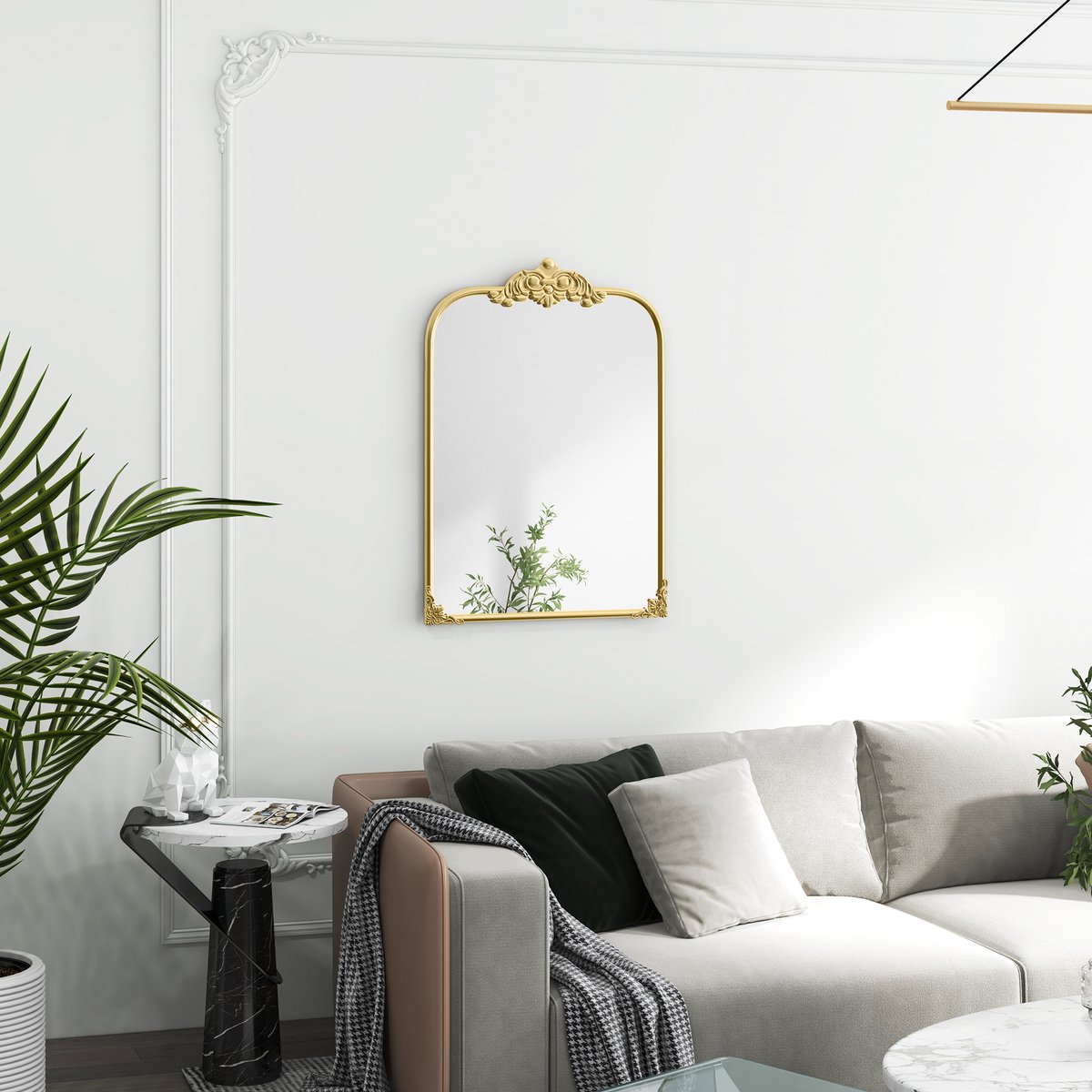 Wandspiegel 60 x 87 cm Klassieke Barokstijl Met Gouden Metalen Lijst En Afneembare Bloemendetails Voor Woonkamer Slaapkamer En Badkamer