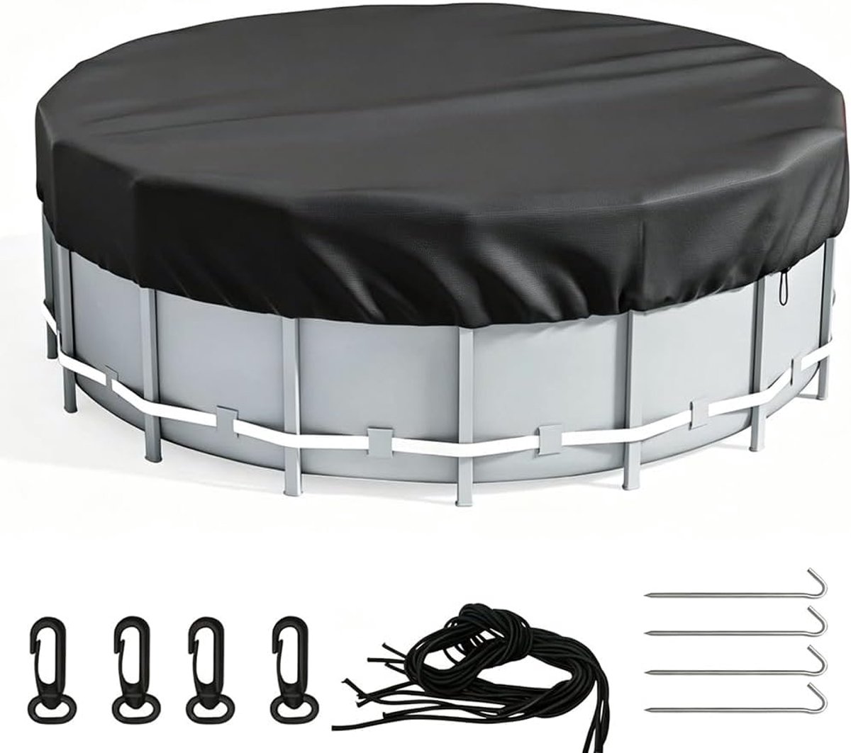 Zwembadafdekking Rond 366 cm - Oxford Stof - Wind- en Waterdicht - Beschermt tegen Vuil - ShopVlot