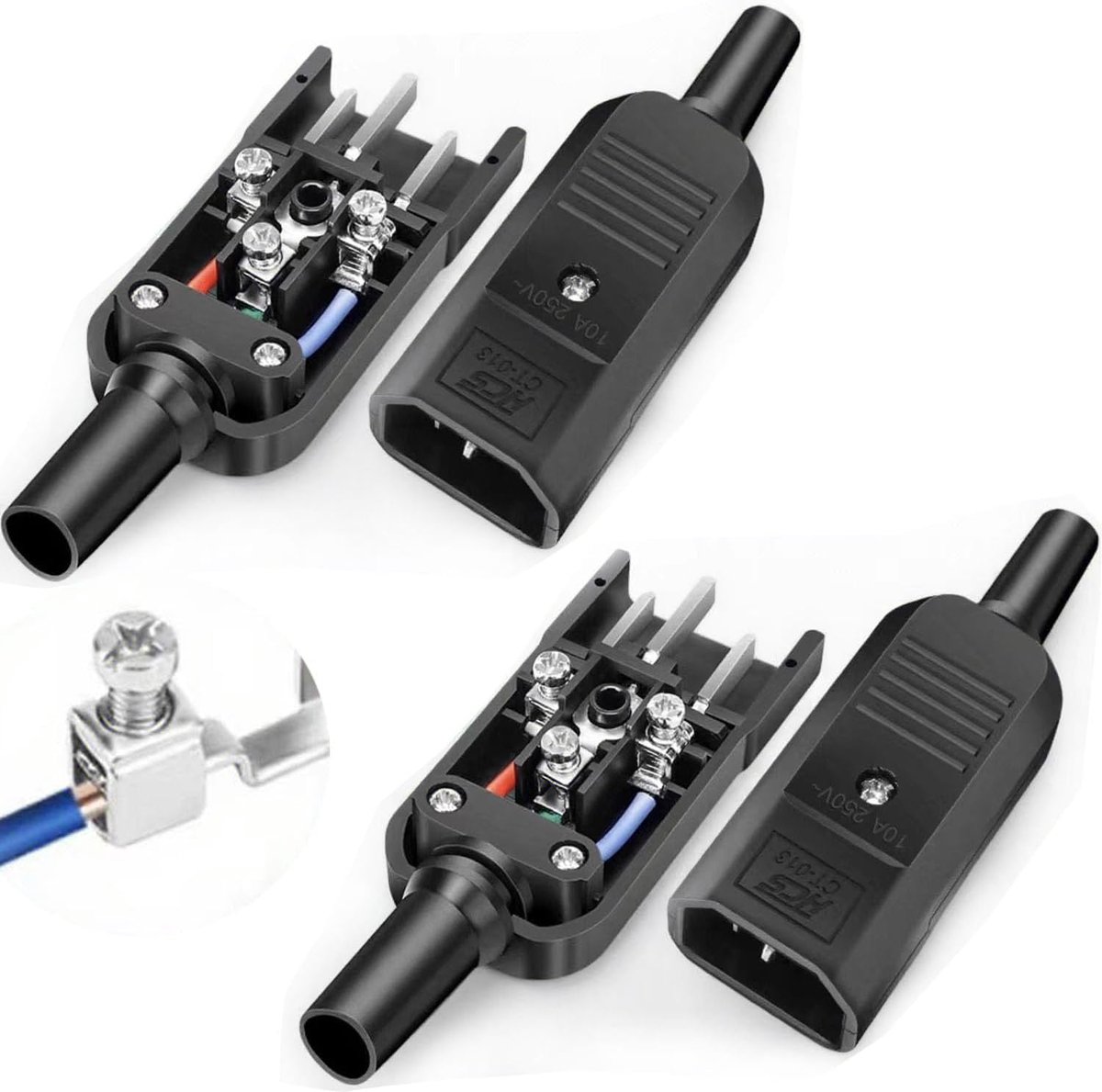 Powerplug 3 Pin IEC 320 C14 - 250V AC - Zwart - Eenvoudig aan te sluiten - ShopVlot