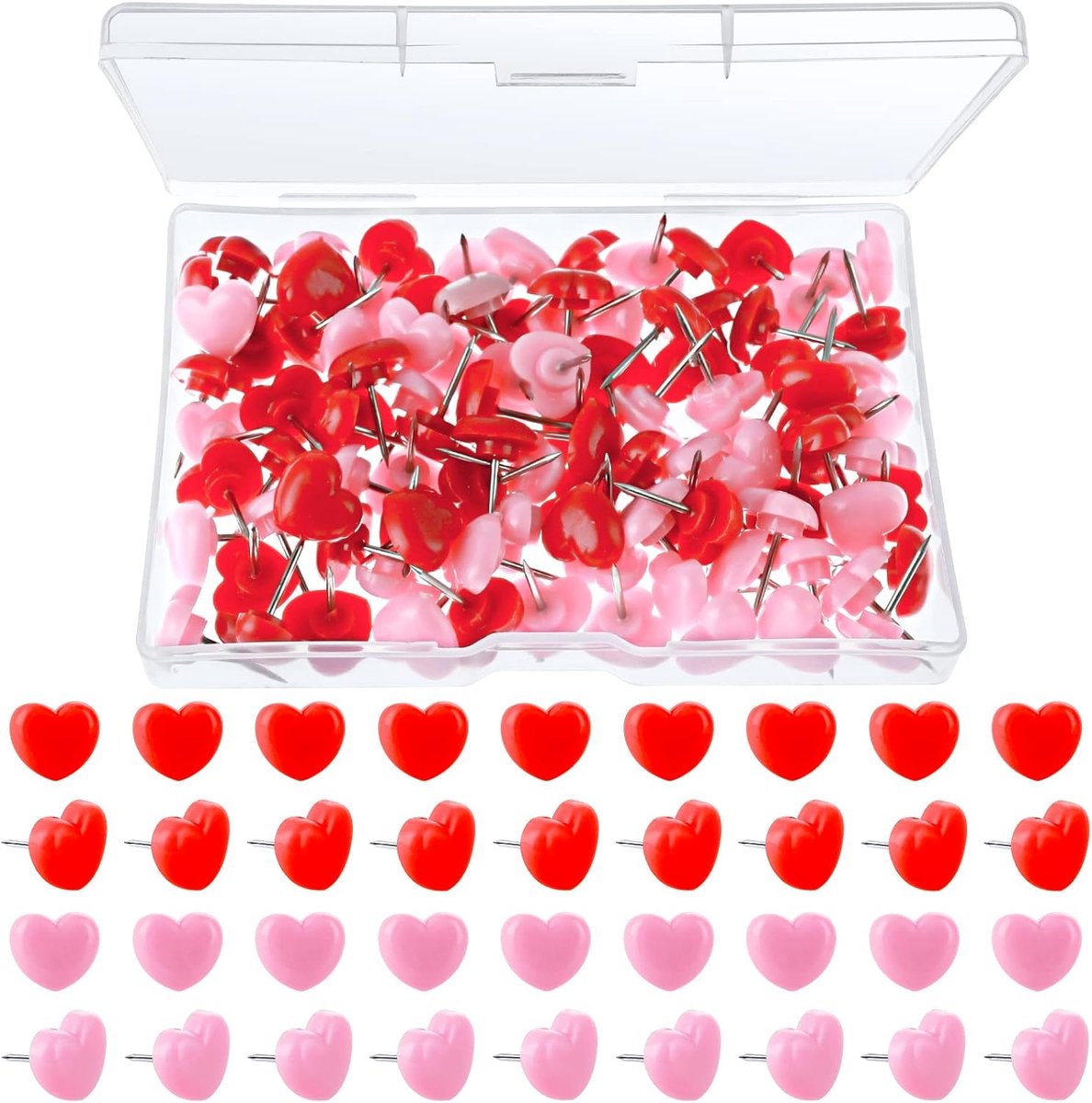 Hartvormige duimspelden 100 stuks - Schattige pushpins voor prikbord - Decoratief en praktisch - ShopVlot
