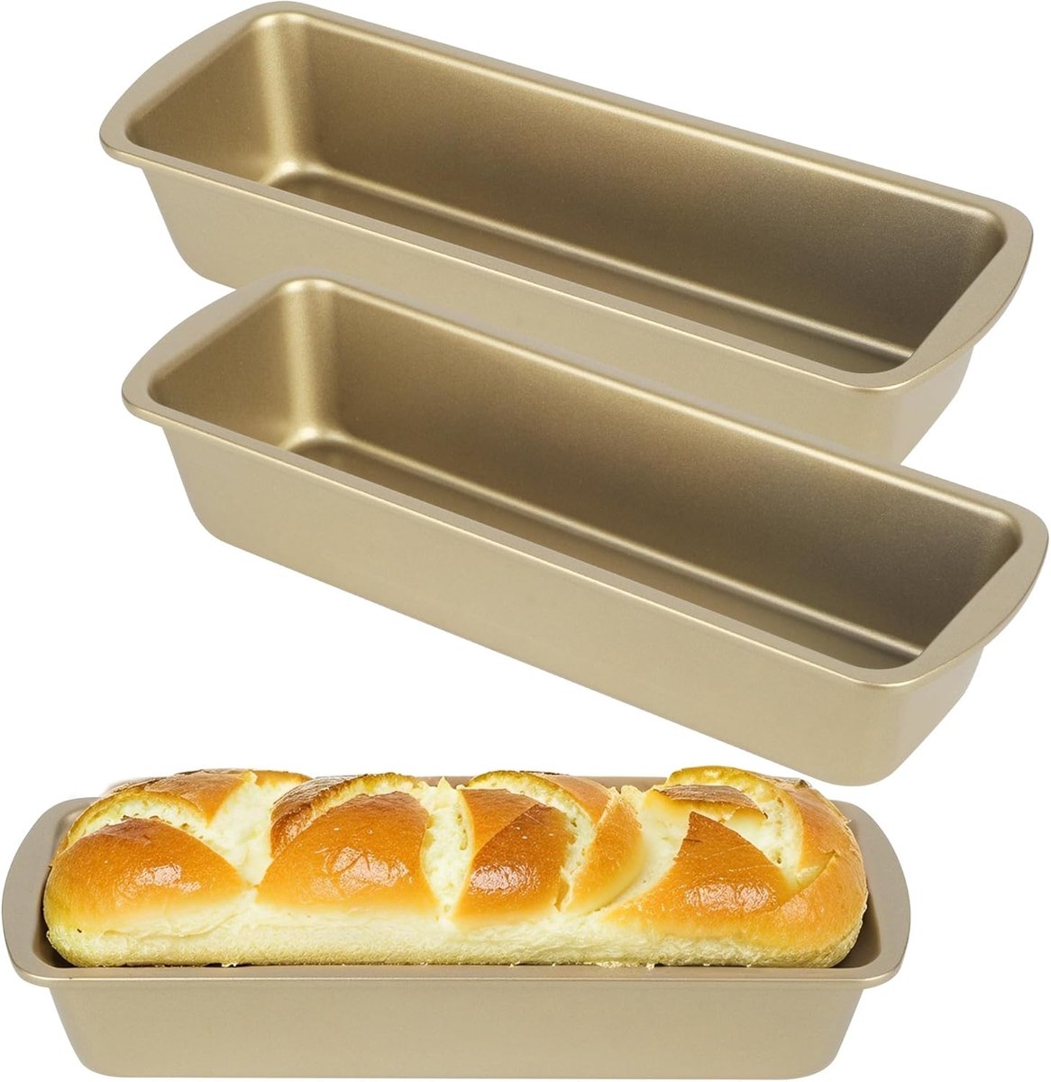 Brood bakvorm set 3-delig - goudkleurig carbonstaal - niet-klevende coating - ideaal voor bakken - ShopVlot