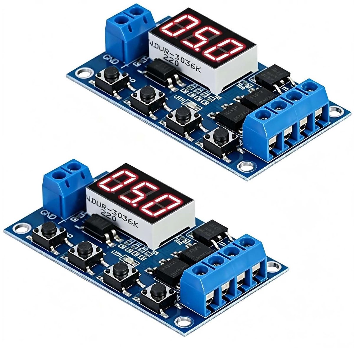Timer relais module 2pcs DC 5V 12V 24V 36V - LED display - Vertraging cyclus timer - Voor Arduino - ShopVlot