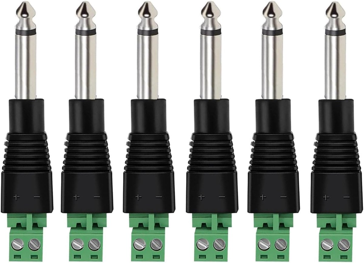 6.35mm TS plug op schroefterminal - 2-pins mono - zonder solderen - eenvoudig te installeren - ShopVlot