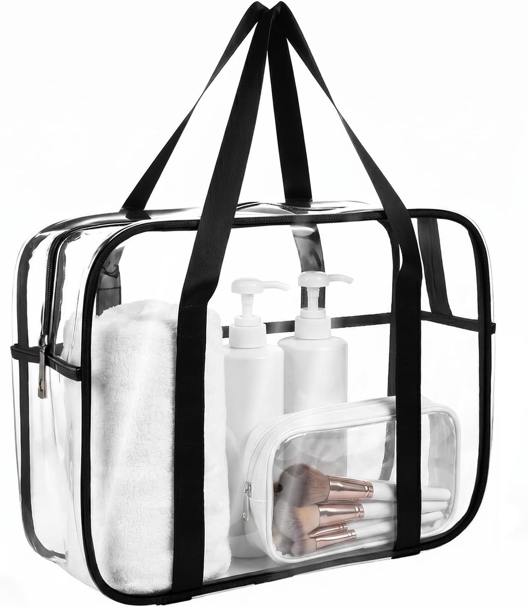 Doorzichtige tas 27 x 32 x 10 cm - PVC - transparant - ideaal voor sport en evenementen - ShopVlot