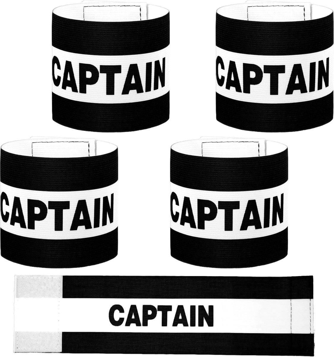 Football Captain Armbanden 4pcs - Zwart Verstelbaar - Leiderschapssymbool - Ideaal voor Teams - ShopVlot