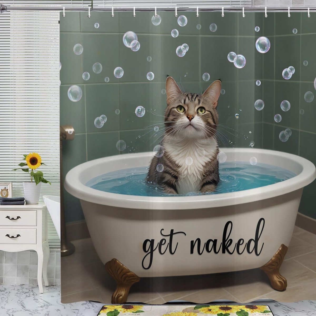 Douchegordijn katten 180 x 200 cm - grappig ontwerp - waterdicht polyester - ideaal voor jouw badkamer - ShopVlot