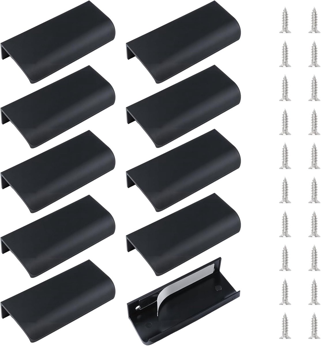 Ladehandvatten 80mm - Zwart kunststof - Modern en onzichtbaar - Perfect voor kasten - ShopVlot