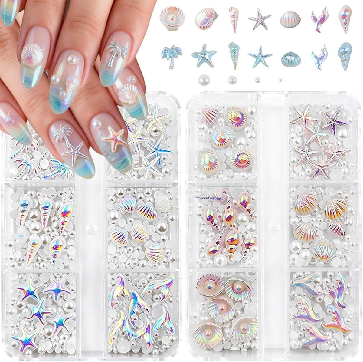 Nail Charms 3D Ocean - Holografisch - 12 verschillende ontwerpen - Perfect voor zomernagels - ShopVlot