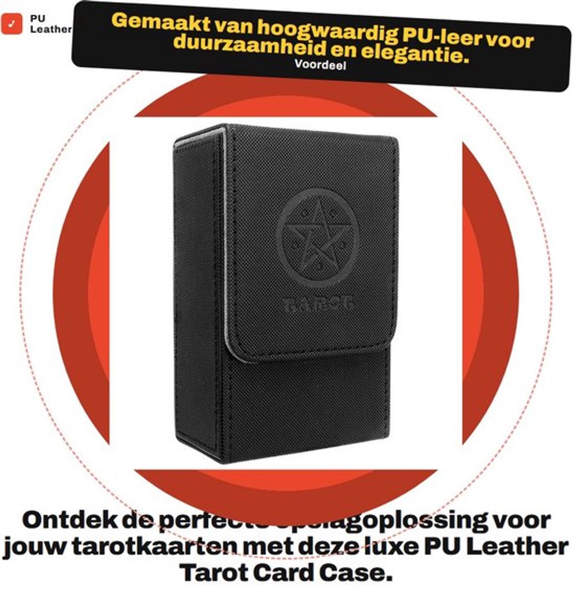 Tarotkaarthouder Gemaakt van PU leer - Kaarthouder met zon en maan ontwerp - Geschikt voor standaard tarotkaarten - Lichtgewicht en elegant - Beschermende case voor meer dan 95 kaarten