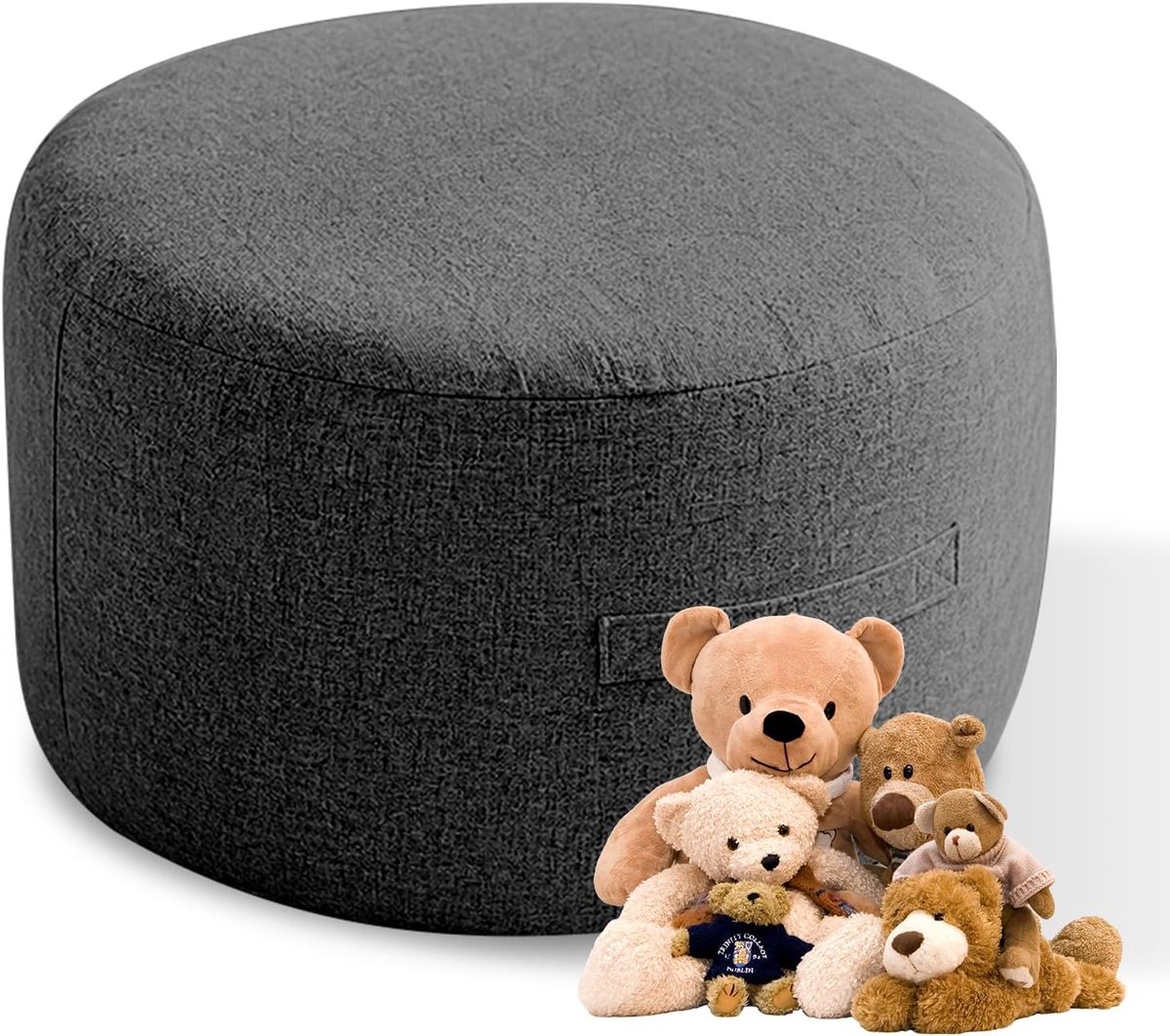 Knuffeldier opslag zitzak Ø 60 cm - Corduroy stof - Ritssluiting - Comfortabele poef voor kinderkamer - ShopVlot