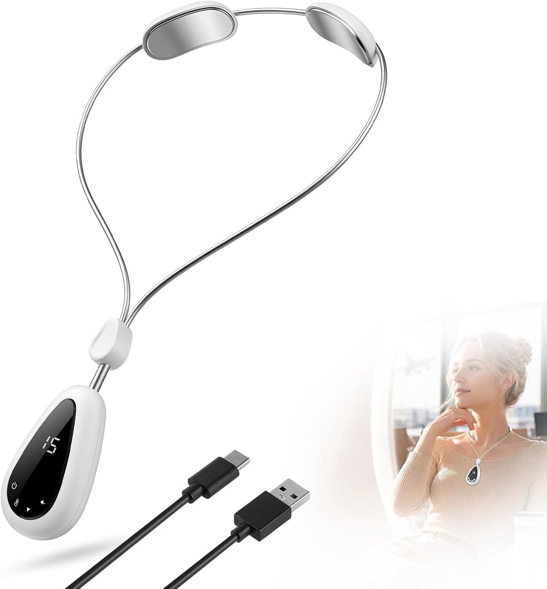 Draadloze EMS nek massager - pendant design - 3 warmte-instellingen - verlichting van spierspanning - ShopVlot
