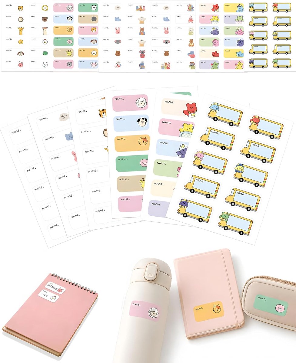 Naamstickers voor kinderen - 280 stuks - vaatwasmachinebestendig - veilige grip voor kleding - ShopVlot