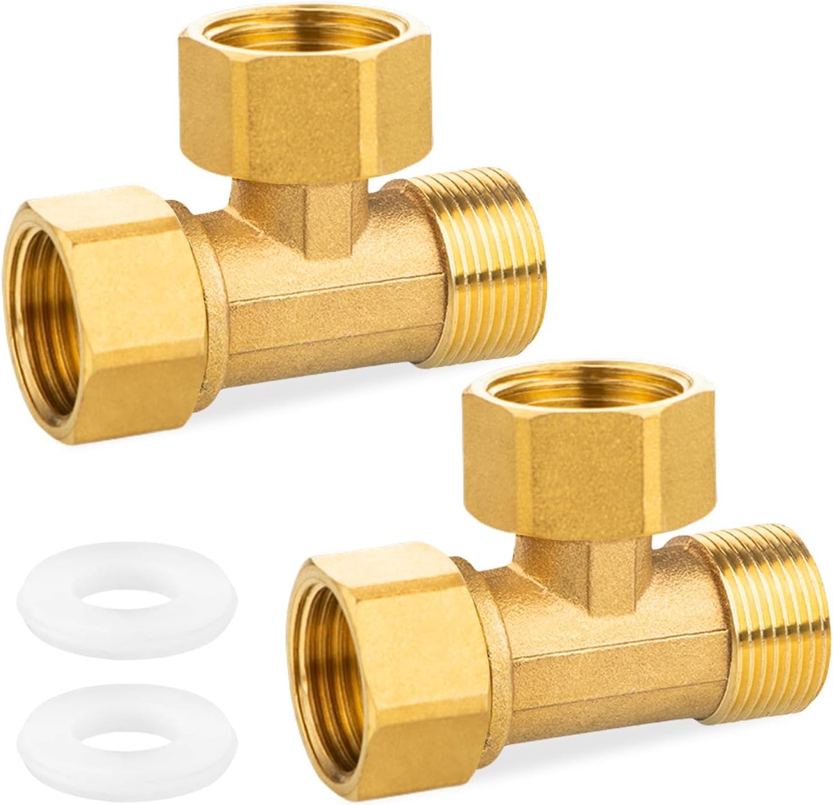 Brass T-fittingen 3/4" 90° - 2 stuks messing T-socket - 3-weg A-T verbinding - ShopVlot