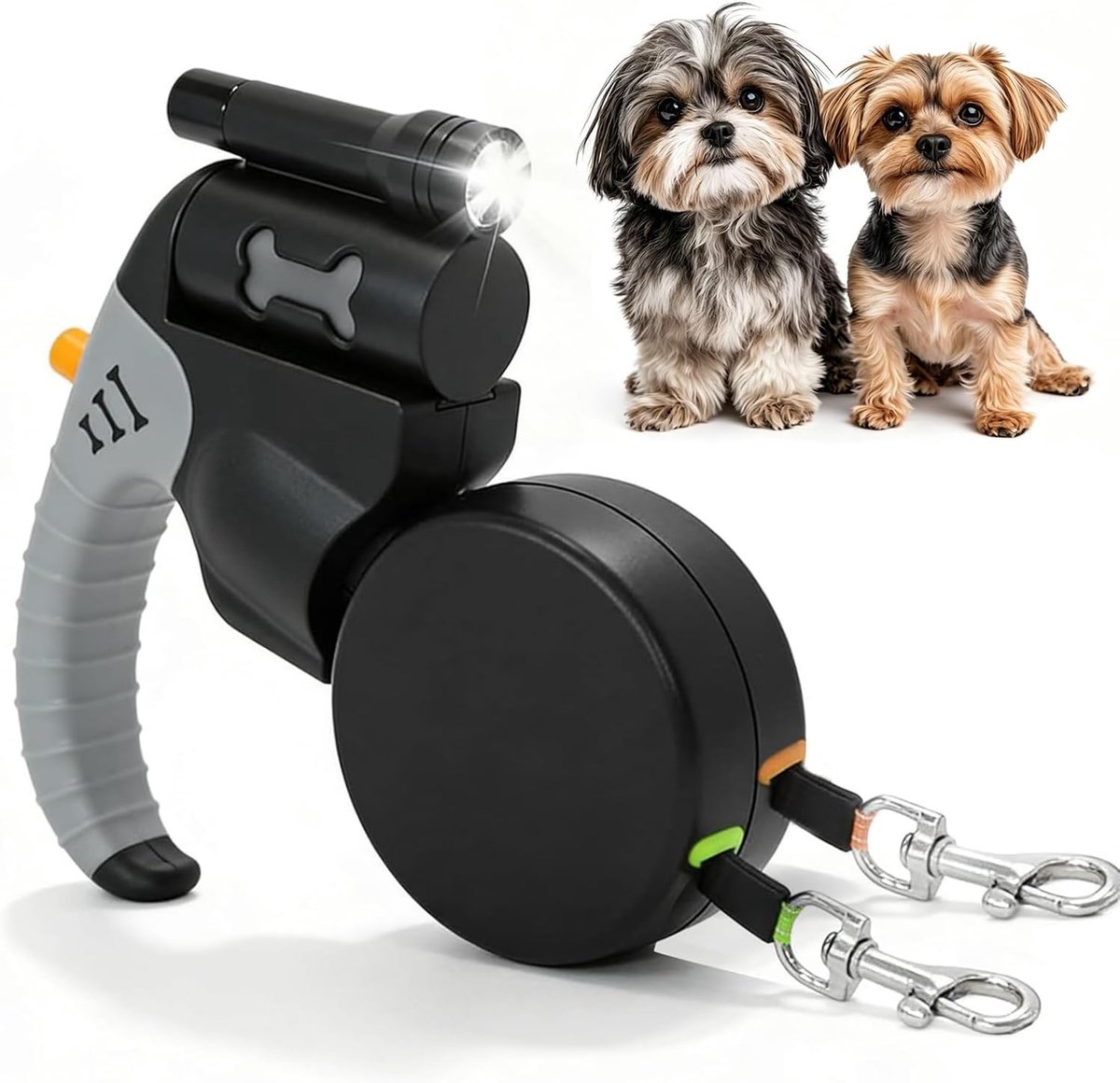 Intrekbare hondenriem dubbel 3 meter - automatische lijn voor 2 honden - veilig en klittenvrij - ShopVlot