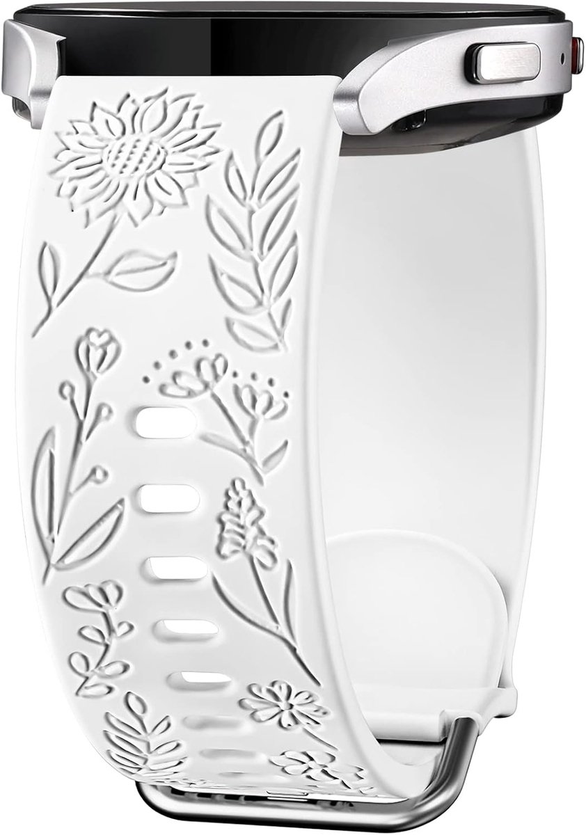 Siliconen Horlogeband 20mm - Gegraveerde Zonnebloemen - Soft Silicone - Stijlvolle Accessoire voor Vrouwen - ShopVlot
