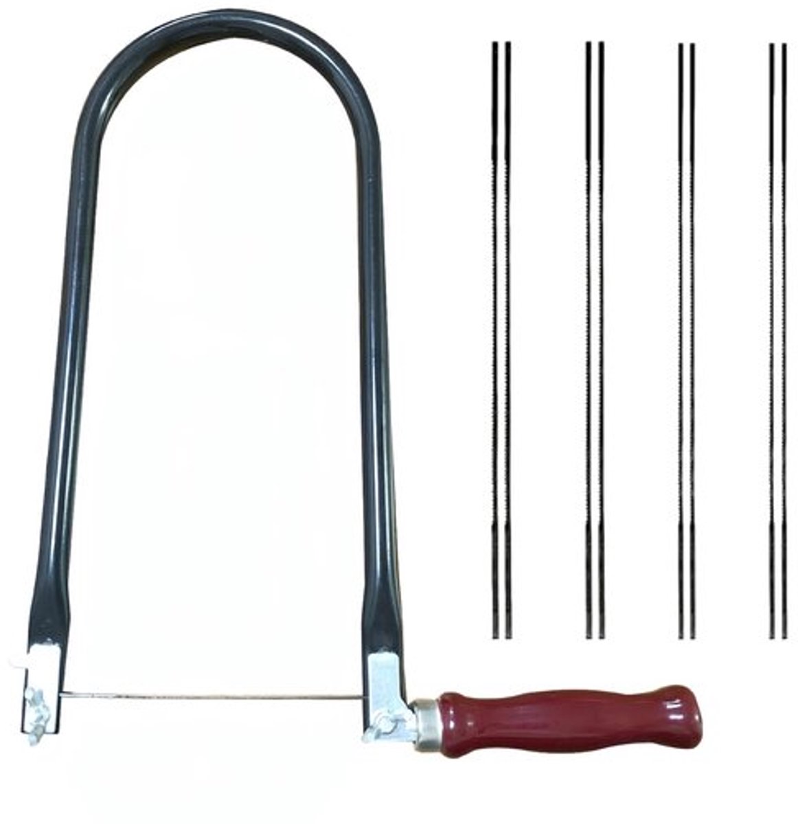 Beugelzaag U-vormig - Zaagbladen 4/6/8/10 - Antislip Handgreep - Houten Handvat - Voor Hout/Metaal/Kunststof - Nauwkeurig Zagen - Figuurzaag